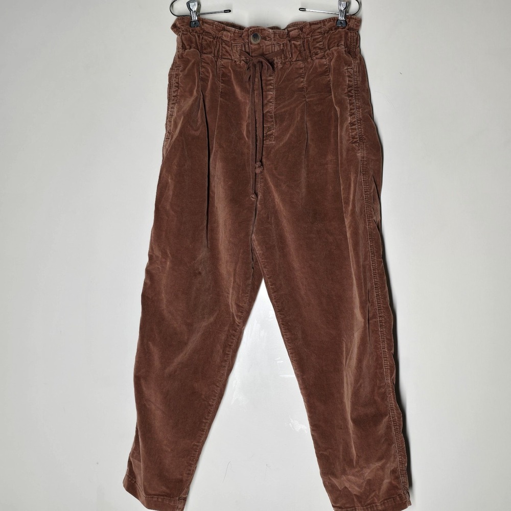 Corduroy‎ Boho Slouchy Paperbag Waist Pleated Trouser Free People Womens S